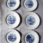 6 assiettes à dessert Moulin des loups Amage décor Delf