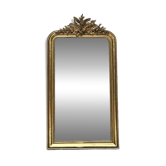 Miroir ancien Louis-Philippe 156,5/83,5cm à fronton décors d’oiseaux et perlé, trumeau cheminée