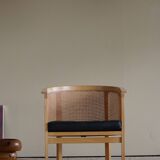 Fauteuil Rud Thygesen du milieu du siècle en canne et cuir, King Series Botium, années 1980