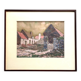 Gouache et fusain, Un hameau dans la Hague, ch.Levaché