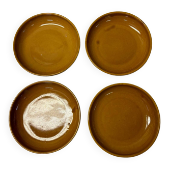 Set of 4 glazed stoneware bowls or plates