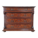 Neo-Renaissance Henri II chest of drawers in walnut burr