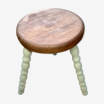 Tabouret tripode pieds bobine couleur vert menthe