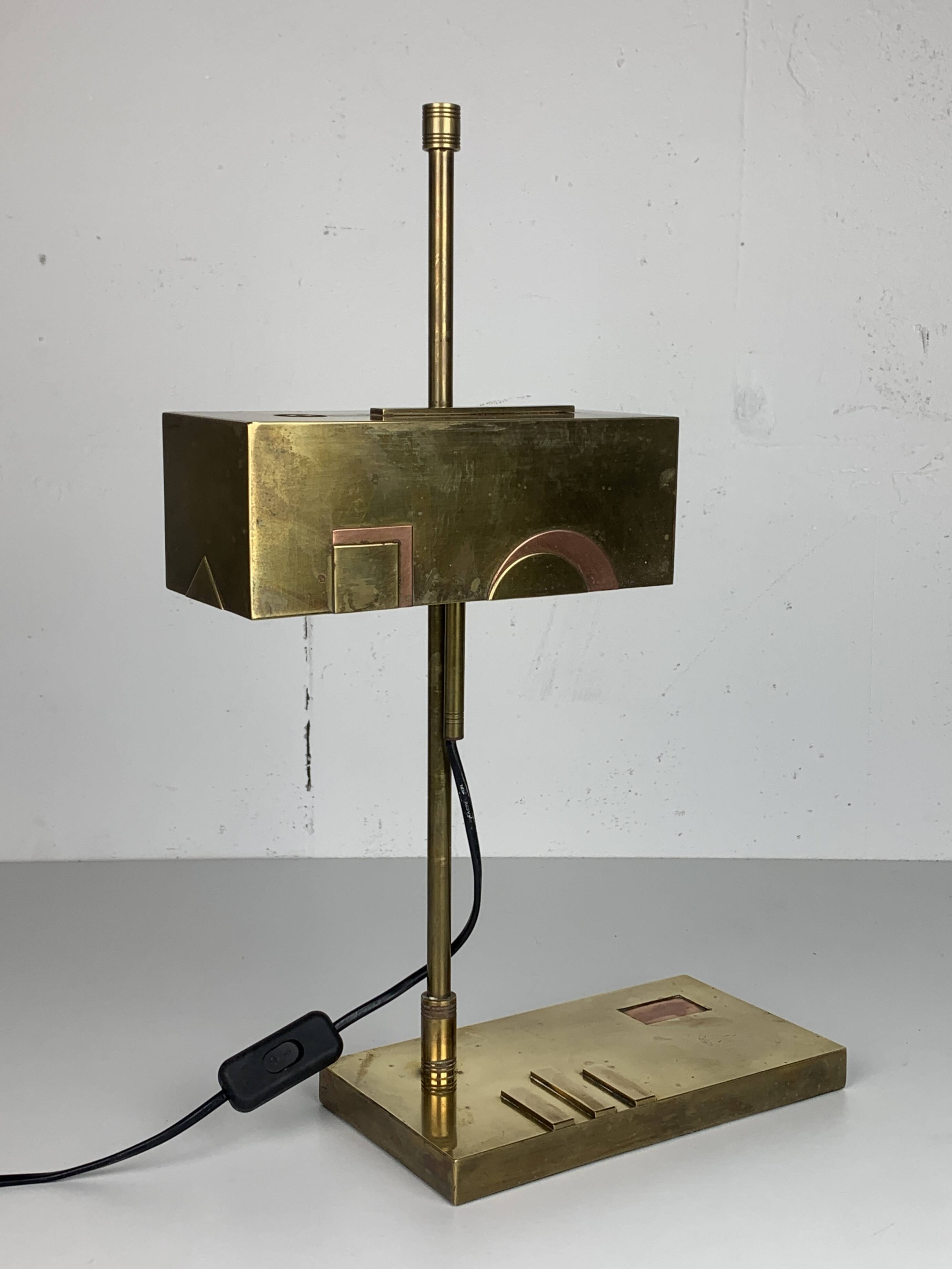 Brass Bauhaus Art Deco architectural Marcel Breuer style desk or table lamp
