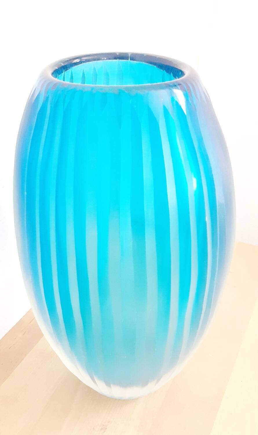 Antique turquoise glass vase