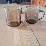 2 smoked glass mugs