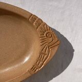 Oval brown ceramic fish dish