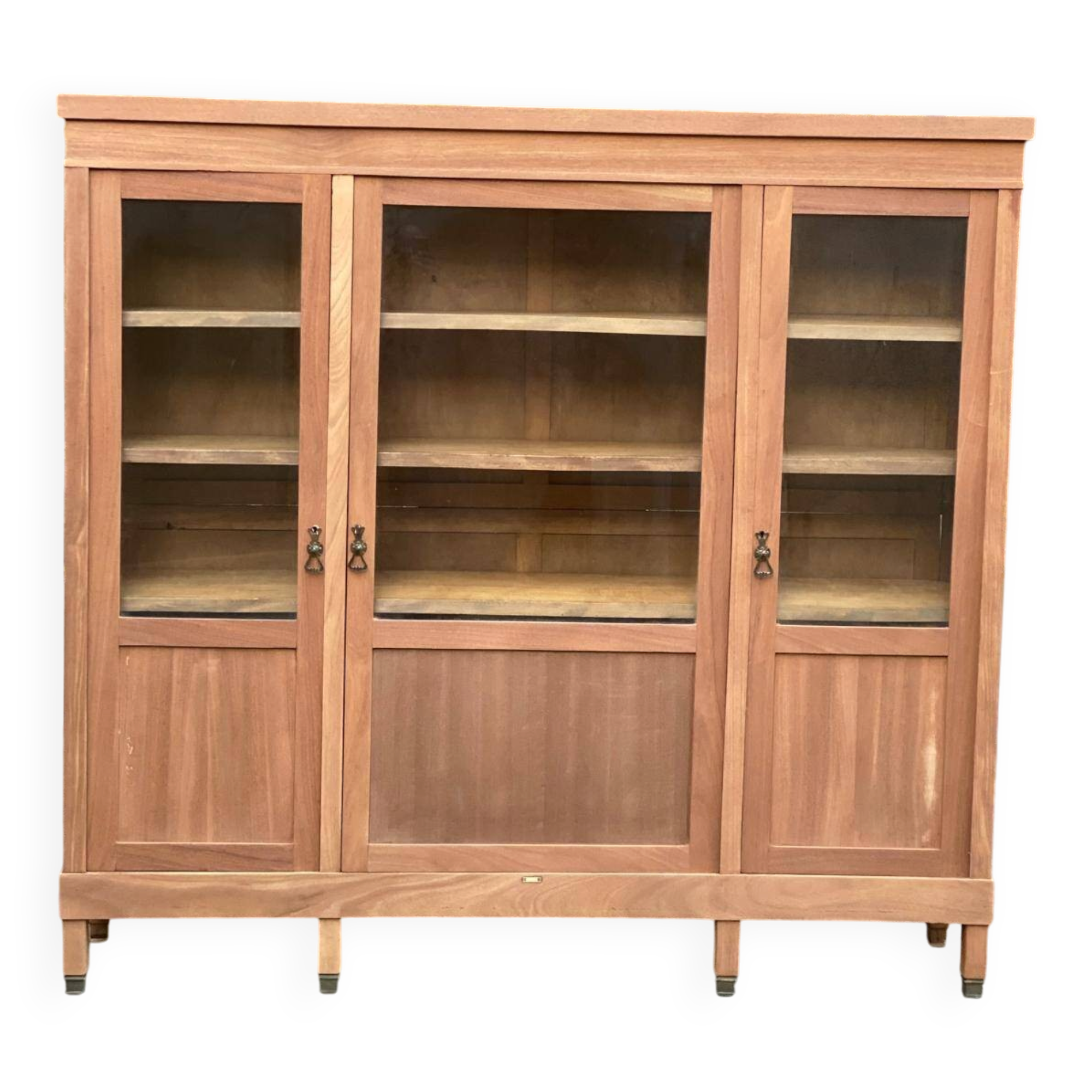 Large Art Deco Display Library stripped in solid mahogany 1930 200cm