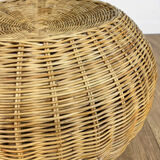 Braided wicker pouf from the 70s