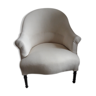 Pair of washed hemp canvas armchairs