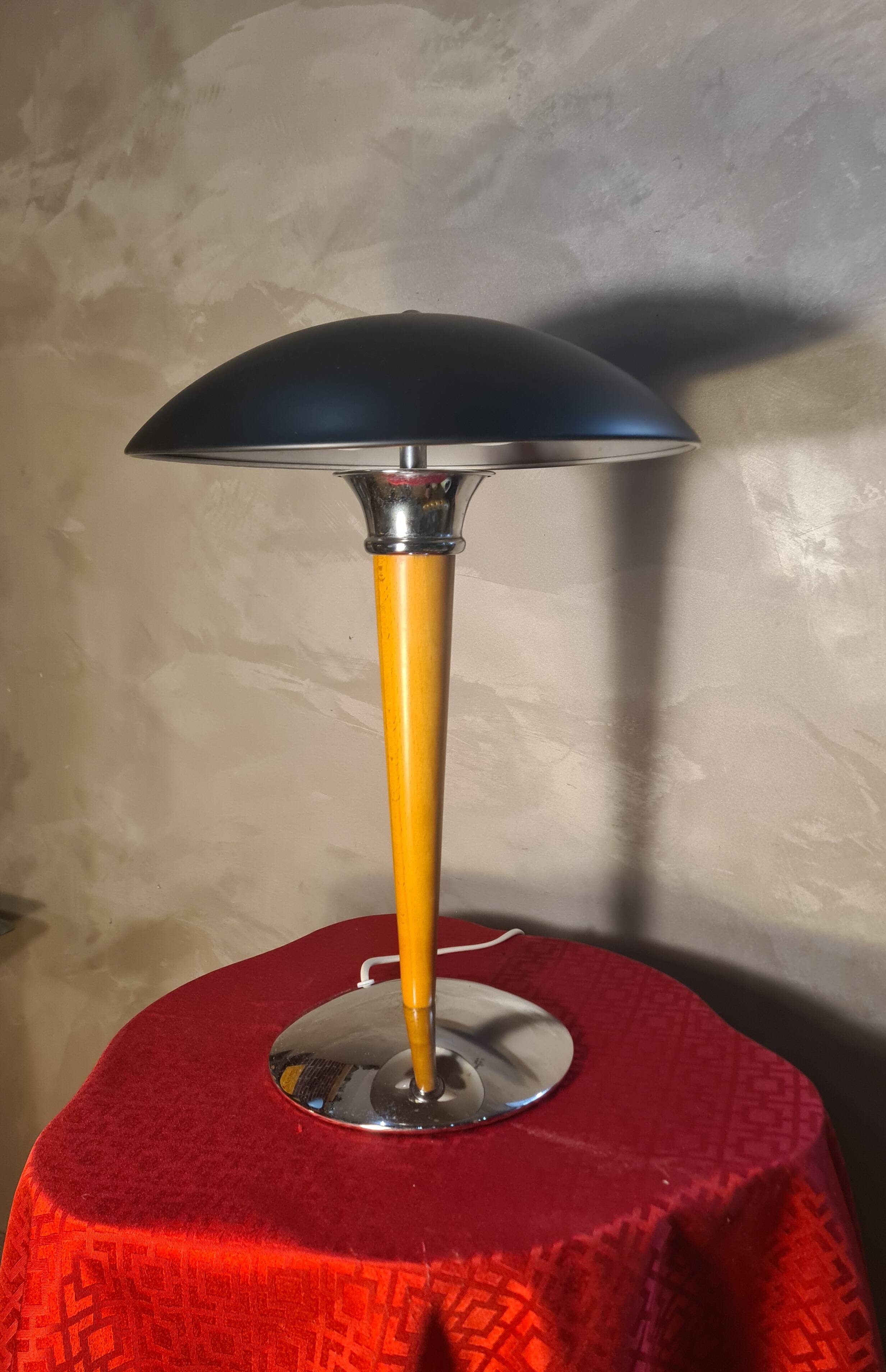 Mushroom Lamp black matte - 43x32 Space-Age 1970s - 90, liner lamp