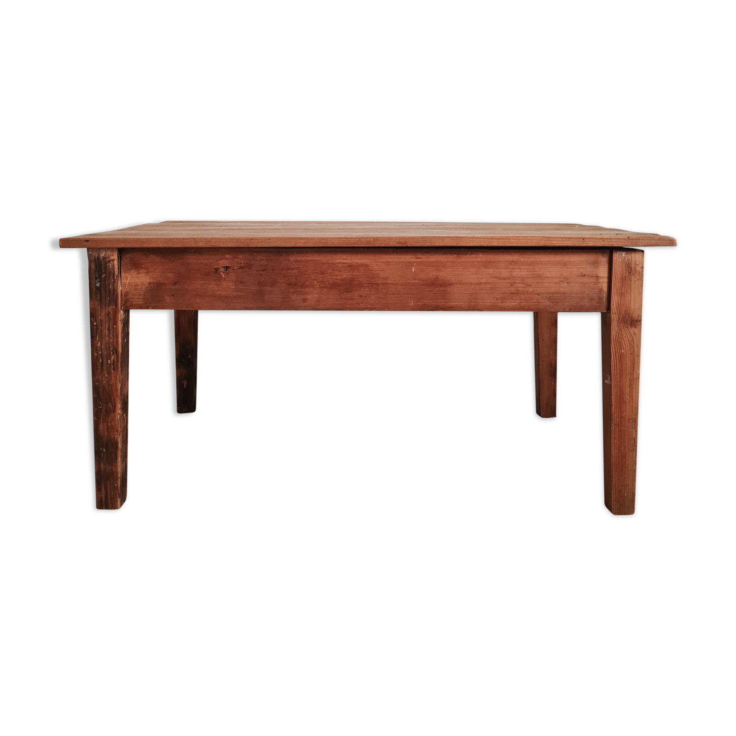 Farmhouse coffee table in raw wood with storage chest