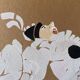 Stencil tableau "dancing harlequins" by Emile Sevelinge (19th-20th century)