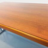Vintage walnut and chrome metal desk from the 1970s.