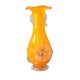 Vase orange Murano fait main avec détails floraux en verre transparent