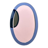 Rare paire de miroirs ovales bleus italiens, attribués à Cristal Arte, années 1970