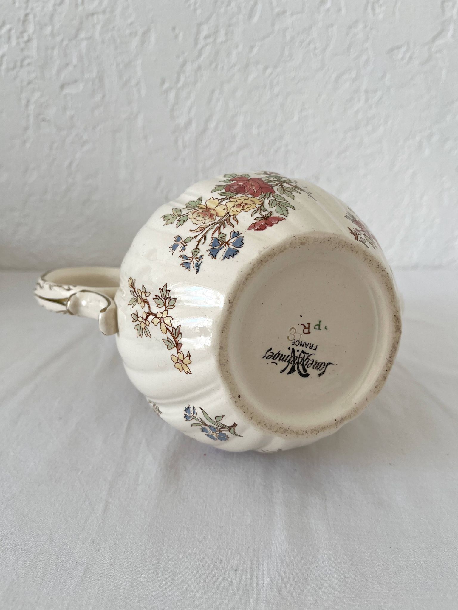 Louis XV style ironstone coffee pot from Sarreguemines