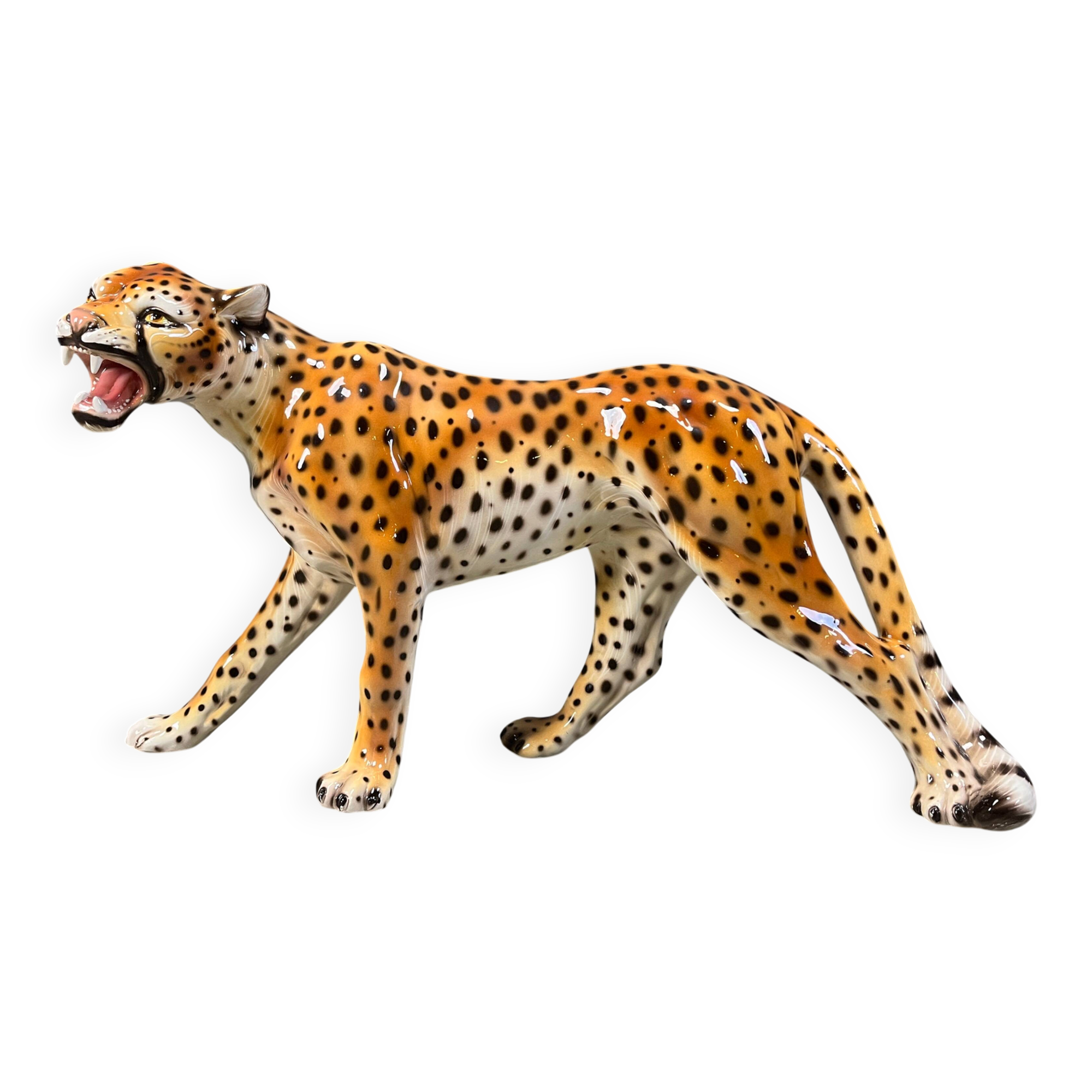 Large Italian ceramic leopard statue, 1960s