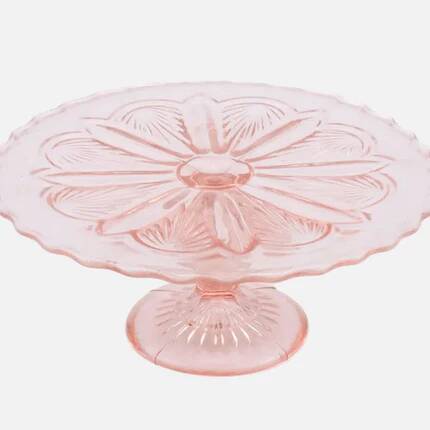 Vintage pink glass cake stand - Diameter 23 cm
