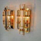 Pair of Venini wall lamps, half-moon glass, murano, Italy 1970