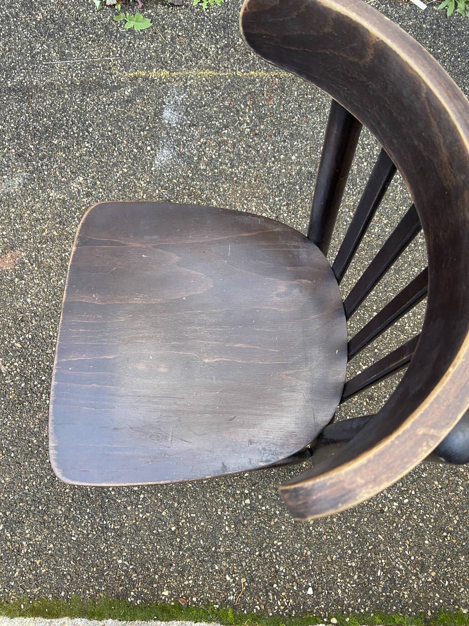 set of 6 Viennese chairs curved wood restaurant Paris bistro Fischel 1960