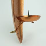 Large 1950s 60s mid century wall candle holder hammered copper