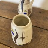 Duo de petits vases abstraits, ton écru, West Germany, 1960