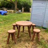 Garden furniture in 'rockery' cement