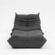 Togo lounge chair and pouf in black fabric by Michel Ducaroy for Ligne Roset, 1973, set of 2