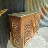 Support buffet in solid pine, zinc top, late 19th century.