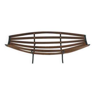 Danish modern fruit basket 50s 60s teak metal copper