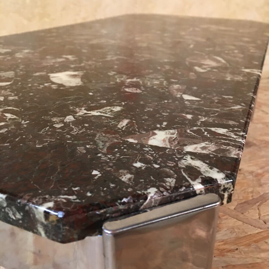 Table basse marbre & inox « Roche Bobois » - années 70