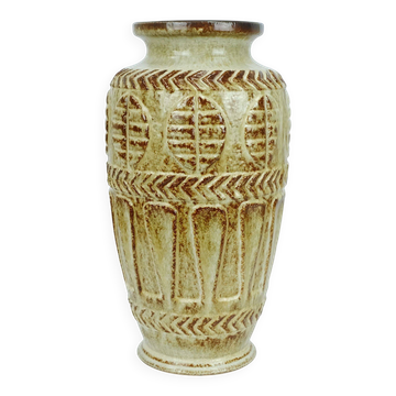 VASE de sol en céramique Bay des années 1960-70, 72 40, motif en relief beige et marron.
