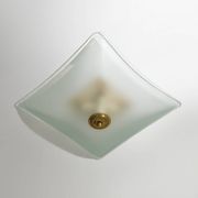 Lampe de plafond en verre satiné et laiton, années 1970