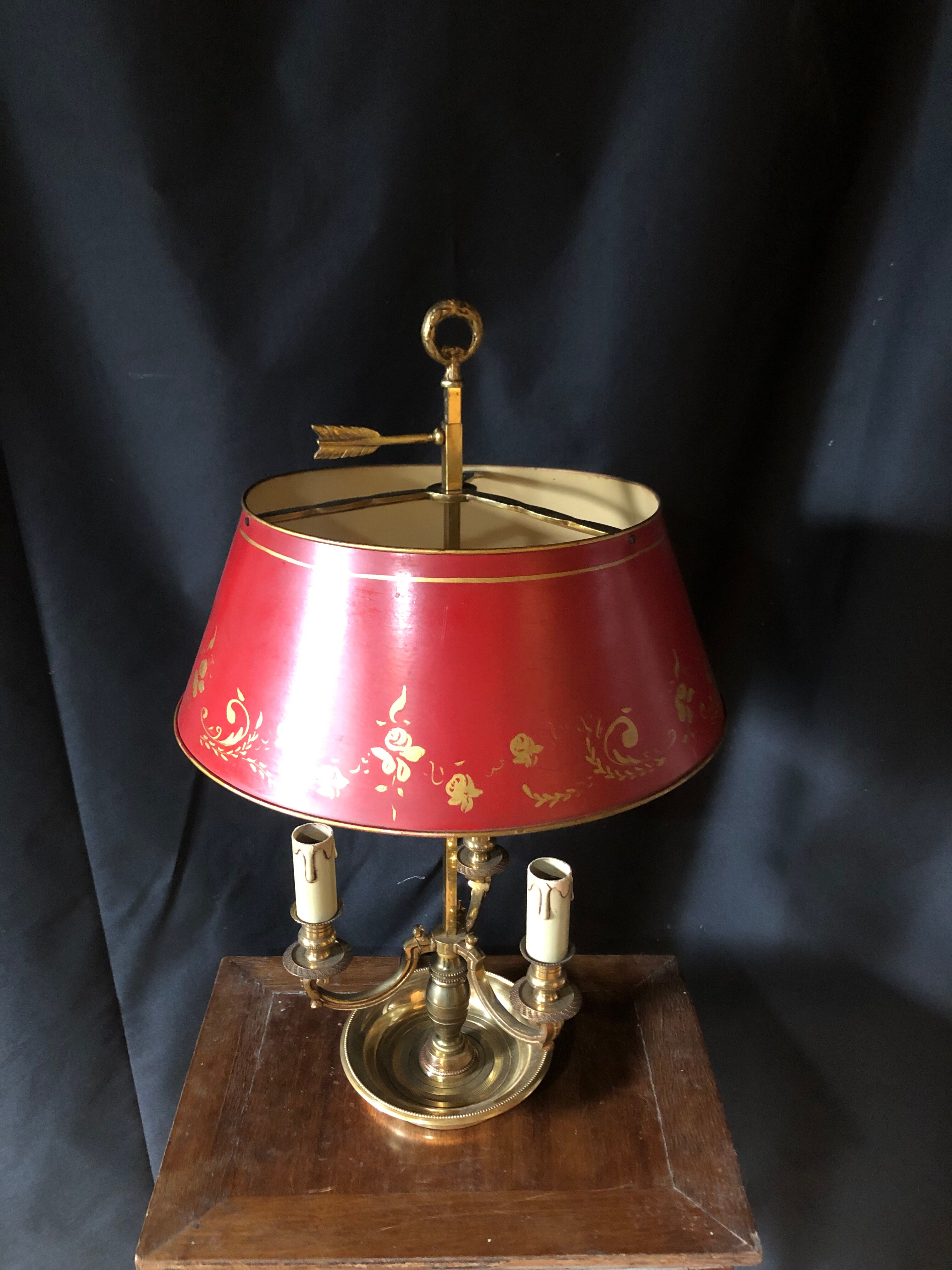 Lamp Bouillotte 19th Bronze Dore 3 Bras De Lumiere