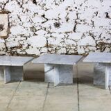 Ensemble de trois tables gigognes en marbre, 1970