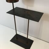 Modernist ashtray in black lacquered metal and brass