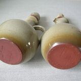 Set of 2 pitchers calva jugs in ceramic / sandstone signed bouchon head of Normans