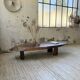 Table basse années 50 plateau bois exotique XXL
