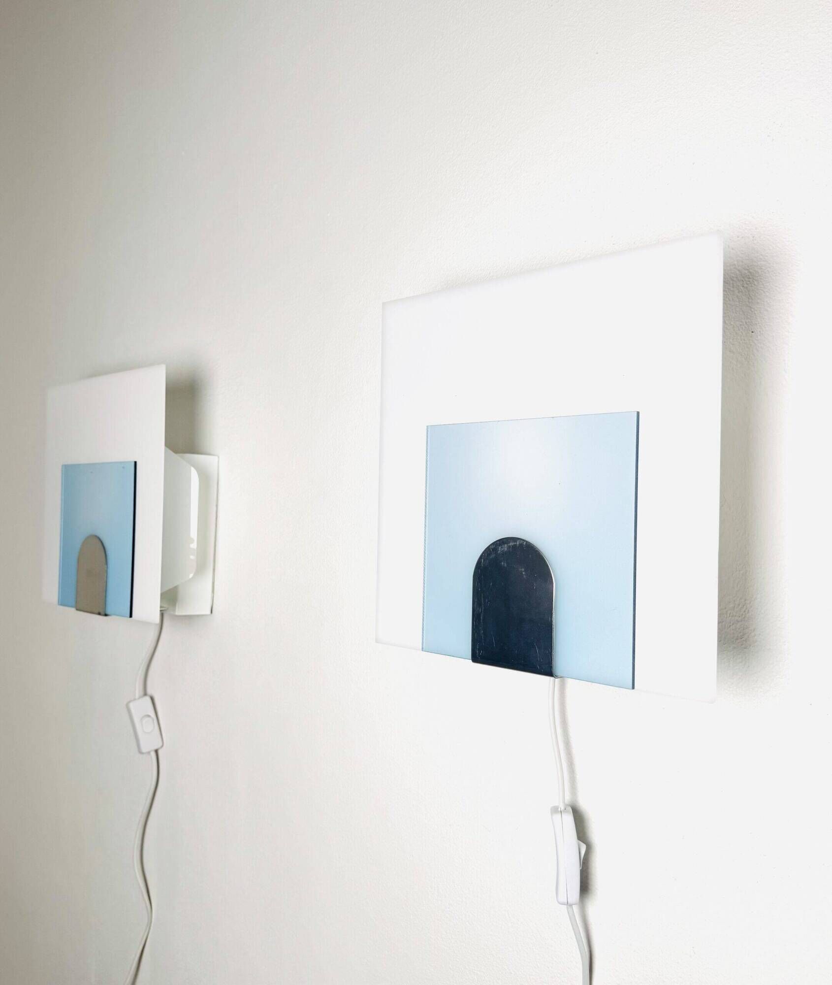 Minimalist Postmodern Square Wall Lights by Nafa Nybro Armaturfabrik, Sweden 1980s