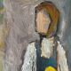 Oil on canvas "Young Girl with Fruit" 20th century, signed