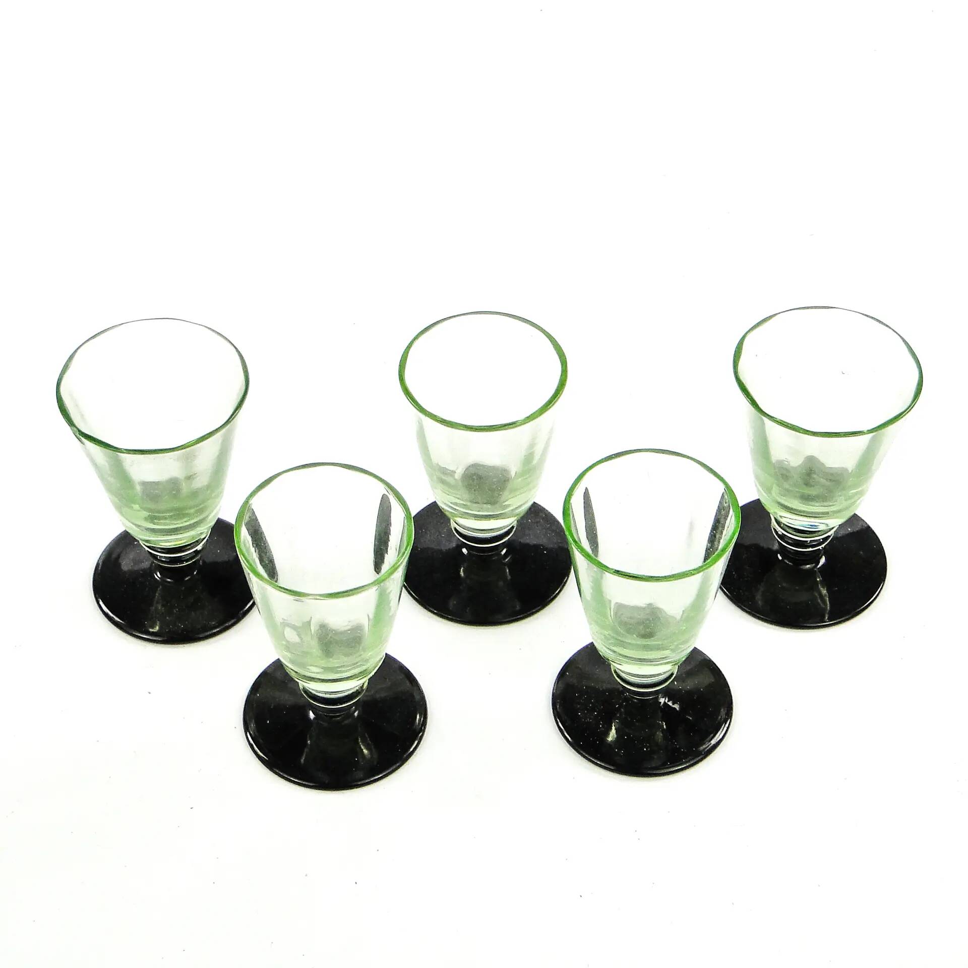 Ensemble de cinq verres, Art Déco, verre, Pologne, années 1930