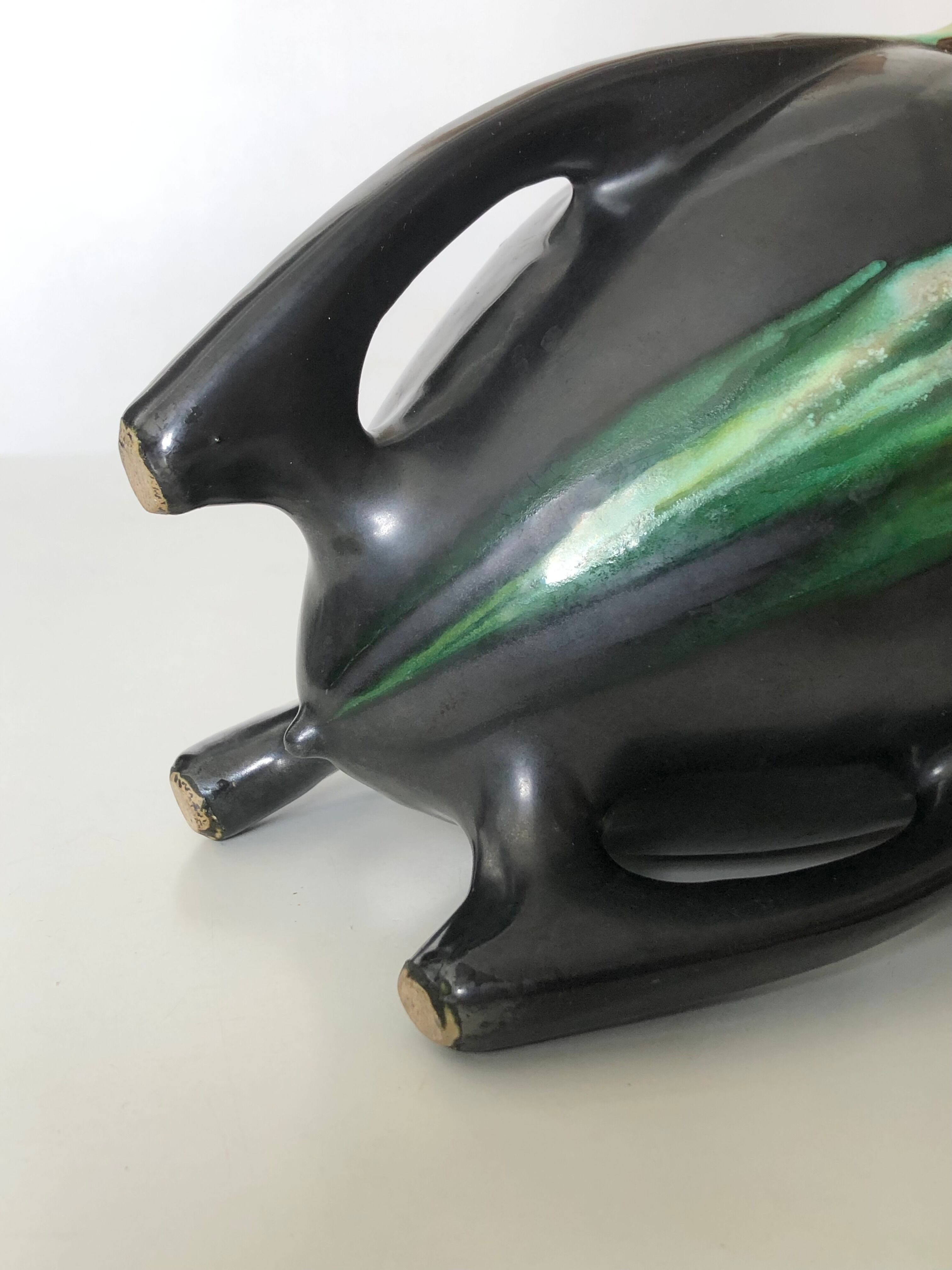 Art Deco vase flamed sandstone tripod