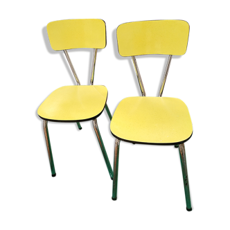 Pair of yellow formica chairs