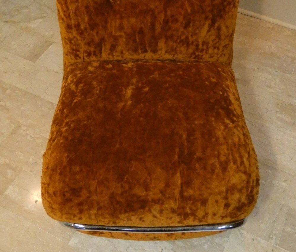 Modular three-seater sofa in steel and velvet, Adriano Piazzesi, 1970