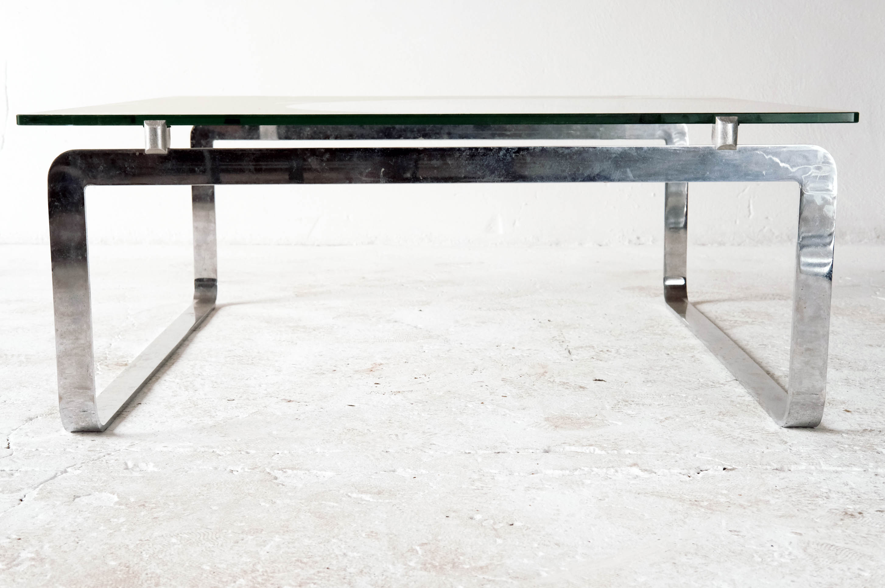 Coffe Table designed by Vittorio Introini, Steel and Glass, Italy, 1970s