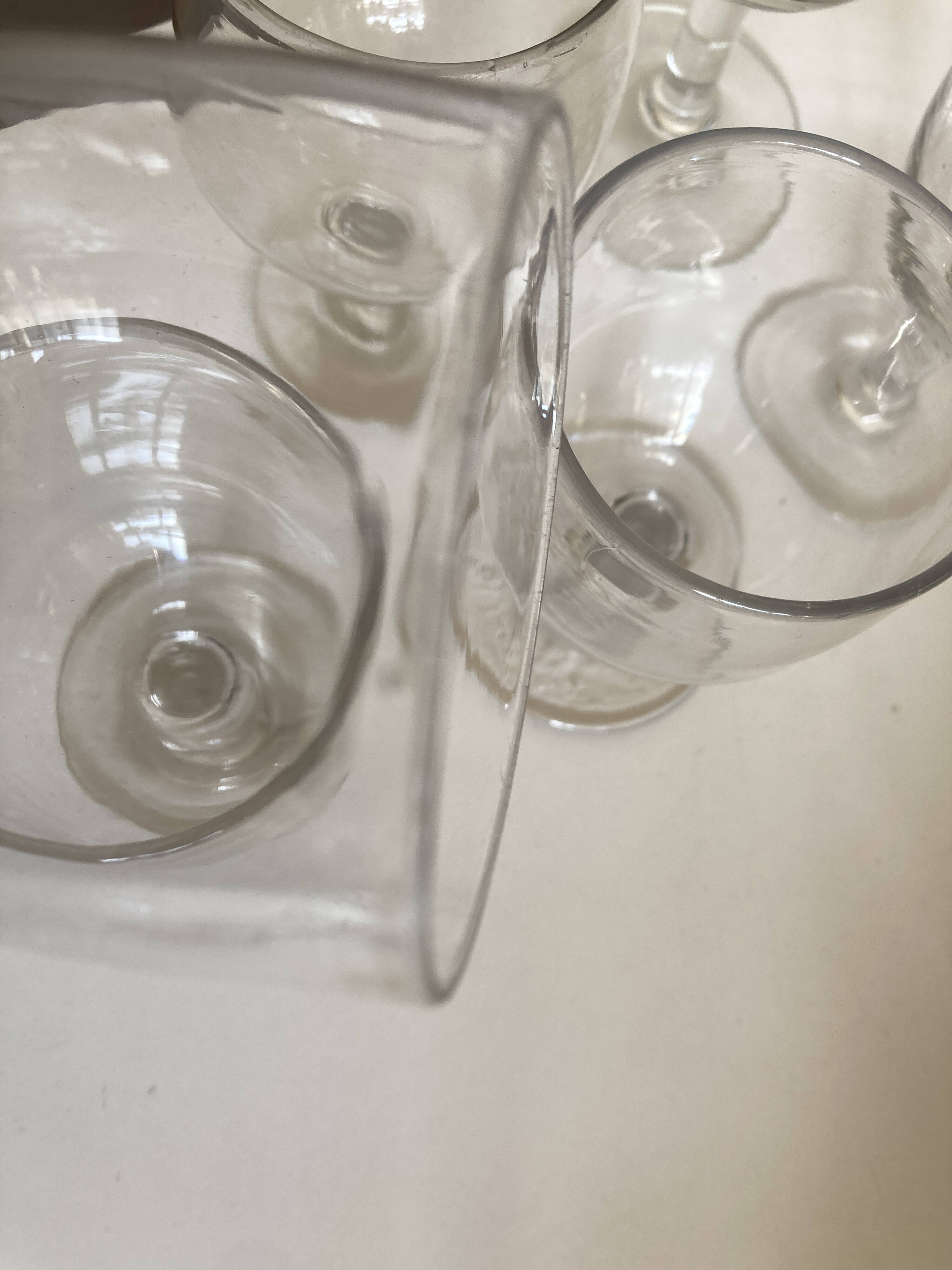 Set de 6 verres tulipe comptoir de bistrot  1950 en verre irrégulier