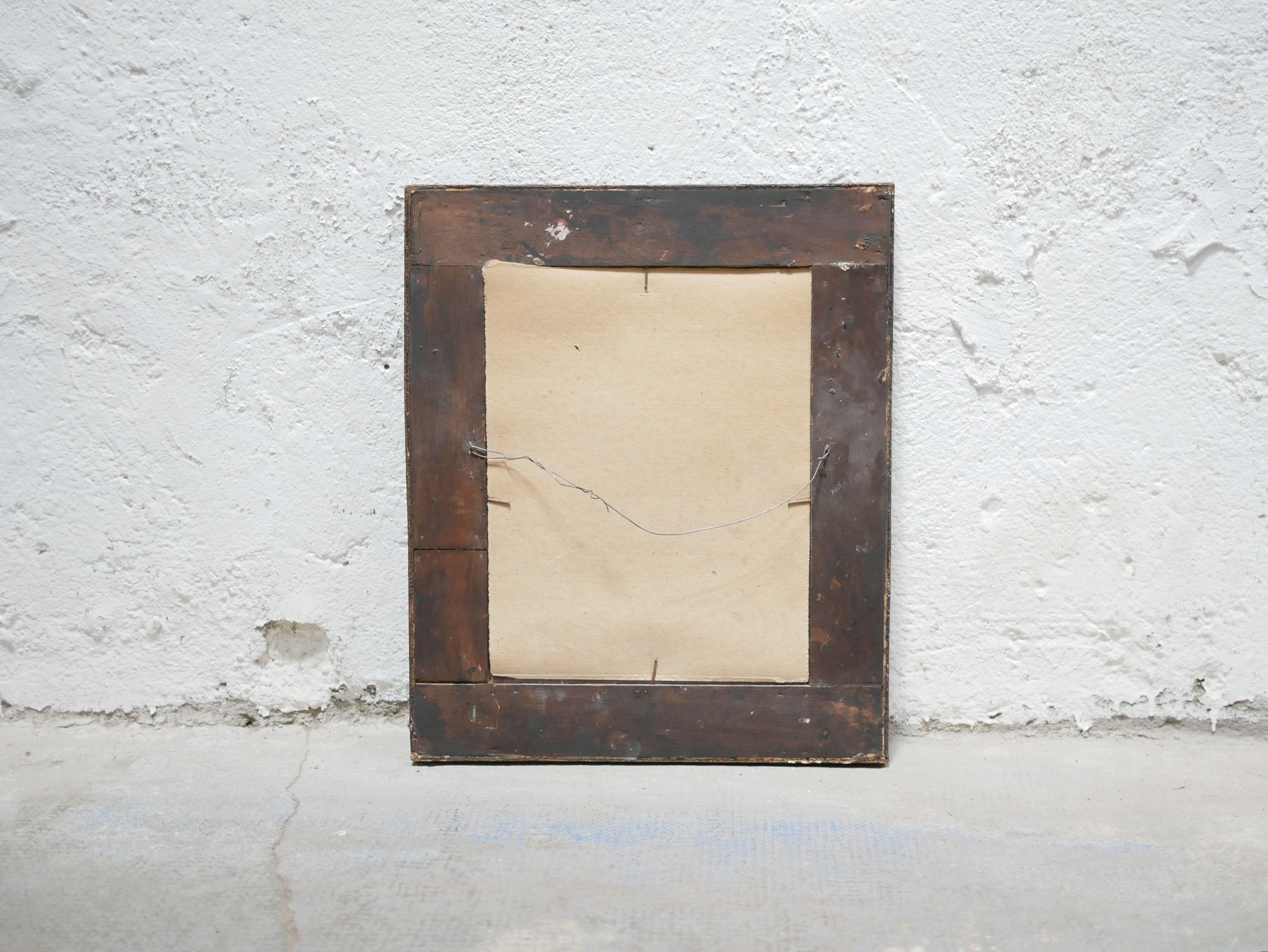 Vintage hand-painted wooden mirror