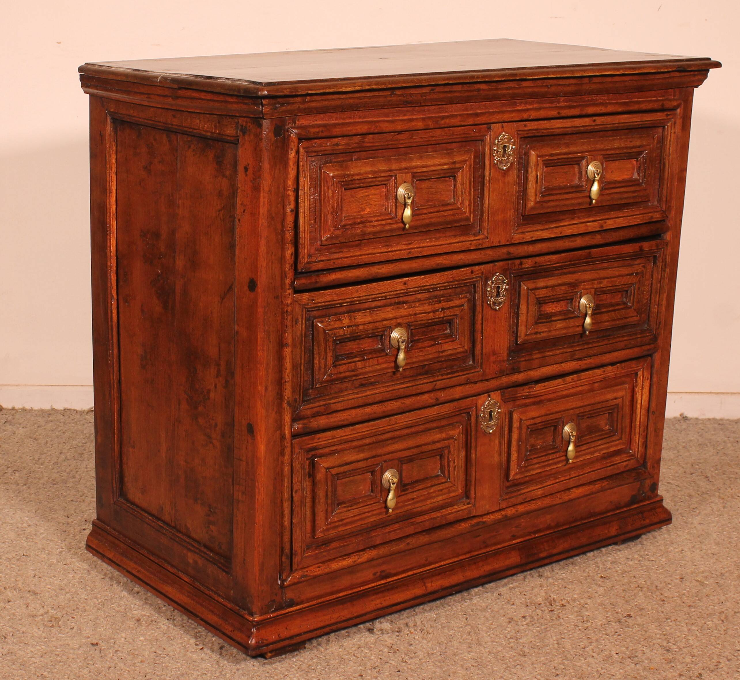Small 17th Century Oak Chest of Drawers by William and Mary