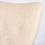 Armchair Upholstered In White Wool With Frame Made In Dark Wood By Schubell & Madsen From 1950s